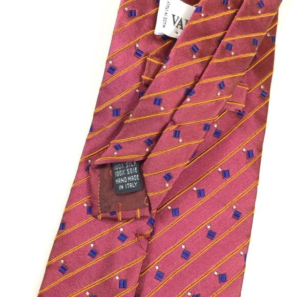 VALENTINO Red & Blue Geometric Print Men's Silk Tie - Picture 4 of 6